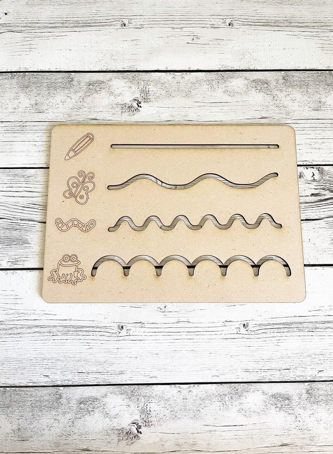 Curious Button Unfinished Wooden Tracing Pencil Preschool Skill Board, Montessori Educational Toys Pre-Writing Board Montessori Educational (Pack of 2) - Image 3